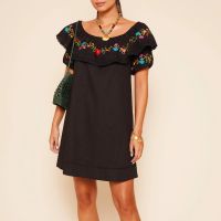 rixo saige floral-embroidered cotton-poplin mini dress - uk 12