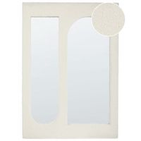 espejo de pared moderno colgante decorativo 70 x 100 cm marco de mdf forma rectangular tejido boucle blanco crema marcigny