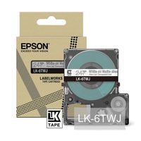 epson lk-6twj cinta mate blanca sobre transparente 24 mm original