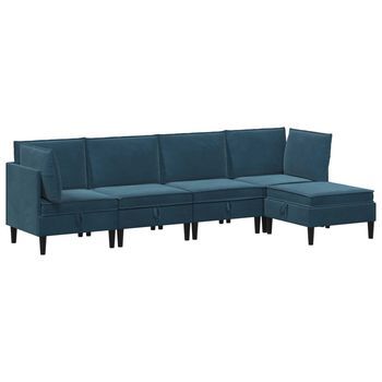 Juego De Muebles De Salón 5 Uds. Azul Terciopelo Vidaxl