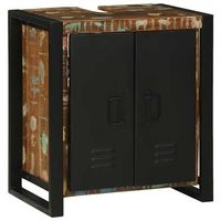 armario de lavabo  mueble de lavabo con estante marron madera solida recuperada