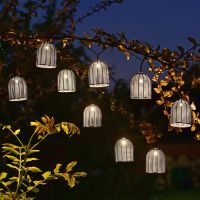 solar faux rattan string lights in grey