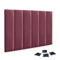 dhome juego de 6 paneles tapizados de polipiel ecologica pack autoadhesivos para pared acusticos absorbentes proteccion vino tinto 60x20cm x6
