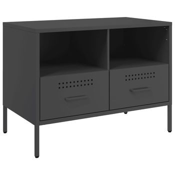 Mueble Para Tv | Mueble De Salón | Gabinete De Tv Acero Negro 68x39x50,5 Cm