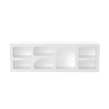 Aparador Bajo De 7 Nichos Con Diseño Orgánico Blanco 160 X 50 Cm Ferlis