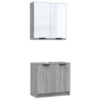 set de muebles de bano  armario de bano 2 piezas madera de ingenieria gris sonoma