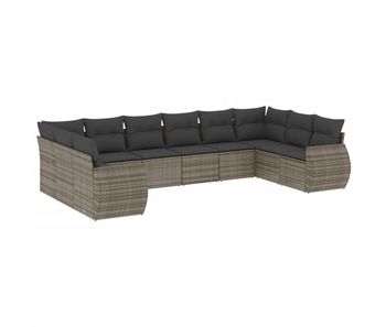 Vidaxl set de sofás de jardín 10 pzas con cojines ratán sintético gris
