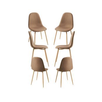 Pack 6 Sillas Teok Tela De Tela 84*39*42 Cm - Marrón Arena