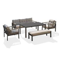 conjunto de comedor de jardin 7 plazas de aluminio