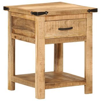 Mesita De Noche - Mueble Para Dormitorio - Madera Maciza De Mango - Natural (40x40x50cm)