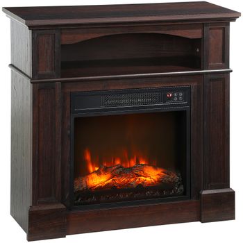 HOMCOM Chimenea Eléctrica Efecto Llamas LED Brillo Regulable con Mando a Distancia 1800 W 80,5x32,3x80,5 cm   Aosom España
