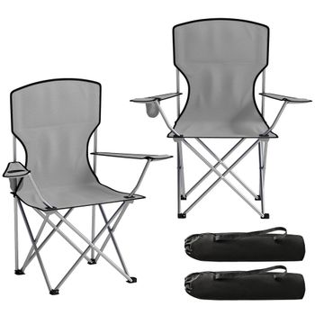 Outsunny Set de 2 sillas de camping con respaldo alto de metal y tejido Oxford, gris