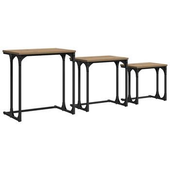 Mesa De Café Nido 3 Pcs Roble Artisan 50.5 X 35 X 53 Cm Vidaxl