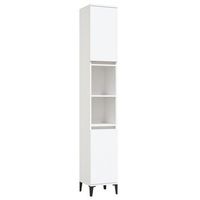 armario de bano  mueble bano madera contrachapada blanco 30x30x190 cm
