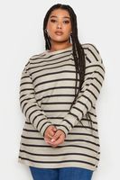 yours top beige de rayas con automaticos en laterales mujer curvy y tallas grandes yours