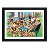 poster abystyle one piece hot-dog party enmarcado 44 x 34 cm