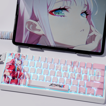 130 teclas DARLINGintheFRANXX 02 teclas Anime translúcido DYE-SUB tapa de llave PBT Cherry perfil para teclado mecánico ND63Ace60/68