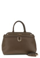 bolso con asas tubulares efecto piel con grano y costura gruesa decorativa dark brown
