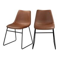 set de 2 sillas de piel sintetica marron