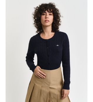 Gant para mujer. 4800103 Cárdigan De Punto De Ochos En Algodón Elástico marino (XS), Casual, Manga larga