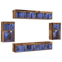 mueble tv 8 piezas madera vieja 40 x 285 x 40 cm