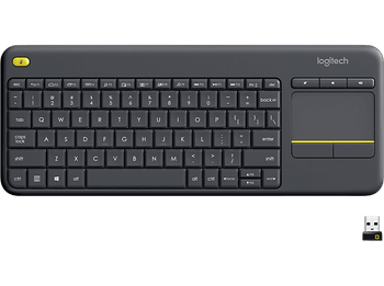 Teclado inalámbrico - Logitech K400 plus, Inalámbrico, Para PC/TV, Touchpad, Windows/Android, Personalizable, Pilas 18 meses, USB, Negro