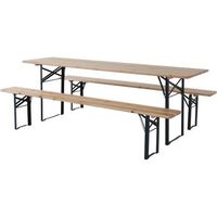 mesa de jardin plegable tipo brasserie con 2 bancos lisboa - 218 x 595 x 75 cm - marron