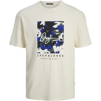 Jack & Jones Camiseta 12257133 JORARUBA AOP BRANDING TEE SS CREW JNR BUTTERCREAM para niño