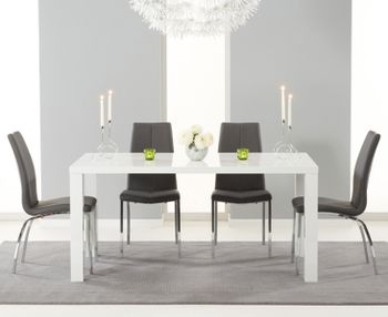 Atlanta 160cm White High Gloss Dining Table with Cavello Chairs