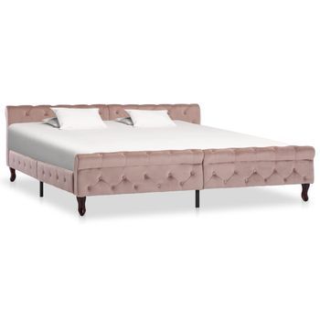 Estructura De Cama Sin Colchón Terciopelo Rosa 200x200 Cm Vidaxl
