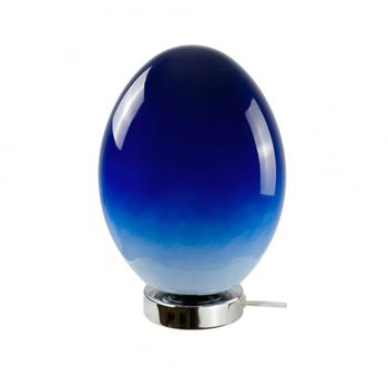Lámpara de mesa de vidrio y metal azul