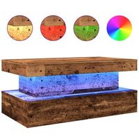 mesa de centro con luces led madera envejecida 90x50x40 cm vidaxl
