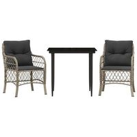 sillas y mesita de jardin 3 uds ratan sintetico cojin gris cfw232109
