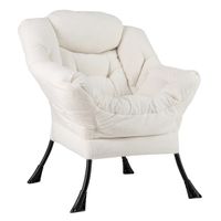 costway sillon grande de ocio tapizado con cojin de cabeza acolchado respaldo reposabrazos y bolsa sillon sofa para sala de estar dormitorio