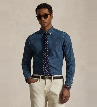 Polo Ralph Lauren para hombre. 710548539001 Camisa 710548539001 denim azul (XXL), Casual, Algodón, Manga larga