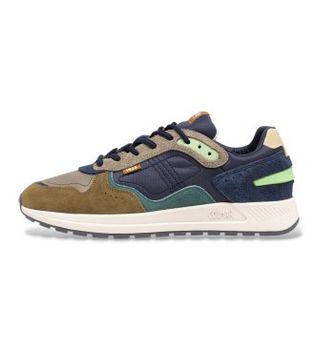 Colmar para hombre. LOGAN-E Zapatillas de piel Logan Effect azul marino multicolor (42), Plano, Cordones, Casual