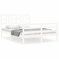 estructura de cama con cabecero madera maciza blanco 160x200 cm vidaxl