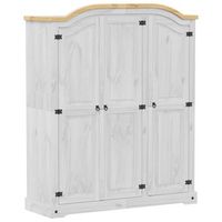 armario 52x1515x186 cm madera maciza de pino con acabado encerado en color miel madera trabajada y metal - blanco