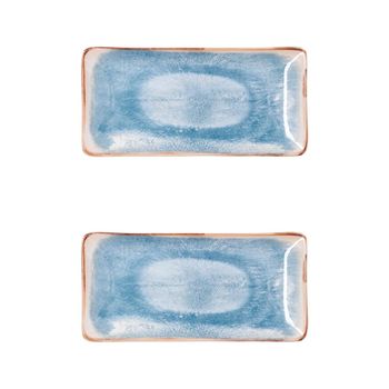 Set 2 bandejas porcelana azul 25x12 cm