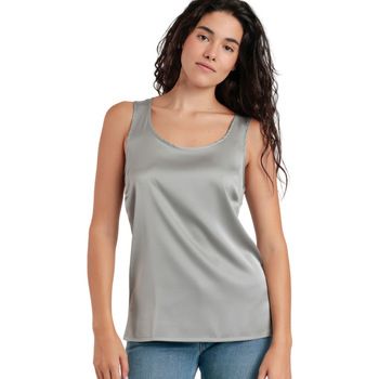 Admas Blusa Satin Lace Camiseta de tirantes lisa para mujer