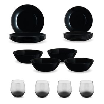 Set 16 piezas de mesa vidrio opal multicolor