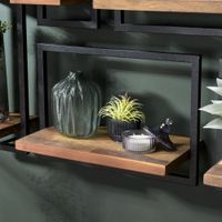 estanteria de pared m de teca reciclada marron y metal negro 50 cm