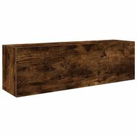 mueble pared bano  armario de bano madera ingenieria roble ahumado 100x25x30cm
