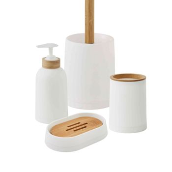 Juego de baño liso de 4 piezas de bambú