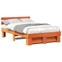 estructura de cama con cabecera marron cera 140 x 190 cm vidaxl