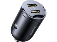 cargador coche - baseus tiny star mini 30w 2x tipo-c carga rapida multidispositivo con pestana de extraccion universal negro cosmic