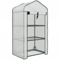 outsunny invernadero de jardin con 3 estantes 1 puerta con cremallera para cultivo de plantas 59x39x127 cm blanco   aosom espana
