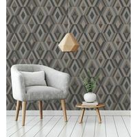 papel pintado lavable geometrico moderno con detalles metalizados - diamond palace 680908 de gaulan - rollo de 10 m x 053 m