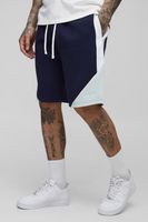pantalon corto tall man holgado de tela jersey con colores en bloque azul