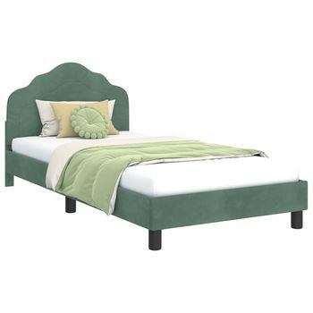 Cama Para Niños Con Cabecero Verde Mar 90 X 200 Cm Terciopelo